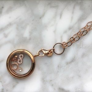 Origami Owl Rose Gold Living Locket with charms